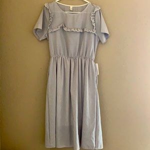 Large White and Gray striped Women’s dress from Neeses Boutique